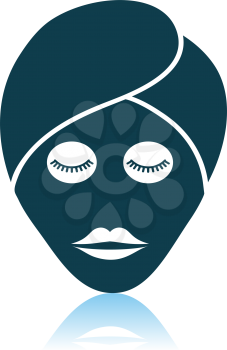 Woman Head With Moisturizing Mask Icon. Shadow Reflection Design. Vector Illustration.