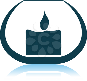 Candle In Glass Icon. Shadow Reflection Design. Vector Illustration.