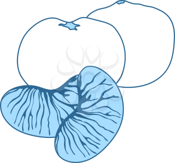 Icon Of Mandarin. Thin Line With Blue Fill Design. Vector Illustration.