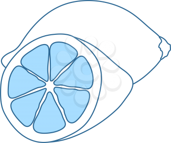 Icon Of Lemon. Thin Line With Blue Fill Design. Vector Illustration.