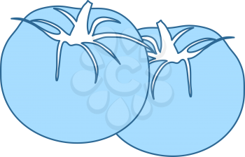 Tomatoes Icon. Thin Line With Blue Fill Design. Vector Illustration.