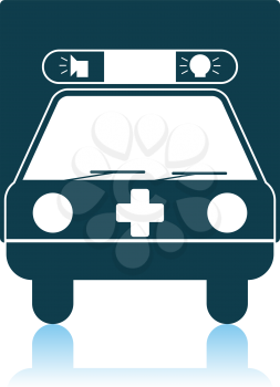 Ambulance Car Icon. Shadow Reflection Design. Vector Illustration.