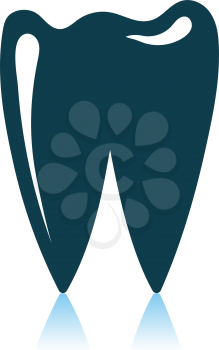 Tooth Icon. Shadow Reflection Design. Vector Illustration.