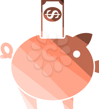 Piggy Bank Icon. Flat Color Ladder Design. Vector Illustration.