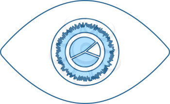 Eye With Market Chart Inside Pupil Icon. Thin Line With Blue Fill Design. Vector Illustration.