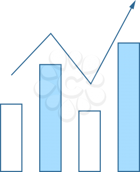 Analytics Chart Icon. Thin Line With Blue Fill Design. Vector Illustration.