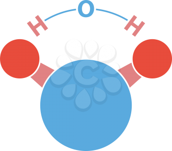 Icon Of Chemical Molecule Water. Flat Color Design. Vector Illustration.