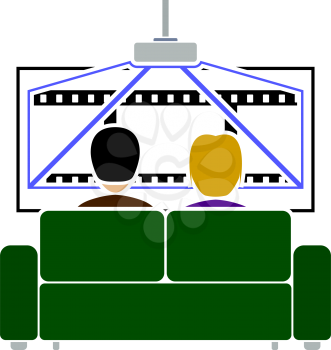 Cinema Sofa Icon. Flat Color Design. Vector Illustration.