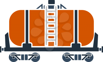 Oil Railway Tank Icon. Flat Color Design. Vector Illustration.