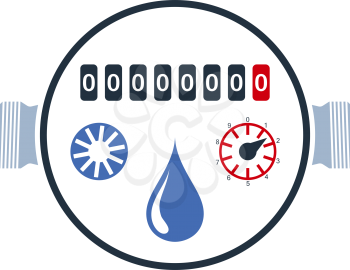 Water Meter Icon. Flat Color Design. Vector Illustration.