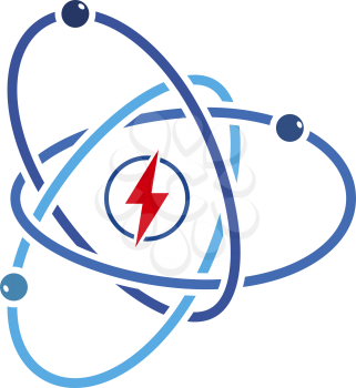 Atom Energy Icon. Flat Color Design. Vector Illustration.