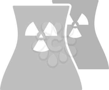 Nuclear Station Icon. Flat Color Design. Vector Illustration.