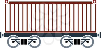Railway Cargo Container Icon. Flat Color Design. Vector Illustration.