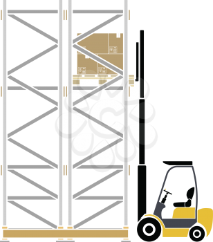 Warehouse Forklift Icon. Flat Color Design. Vector Illustration.
