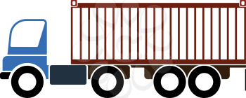 Container Truck Icon. Flat Color Design. Vector Illustration.
