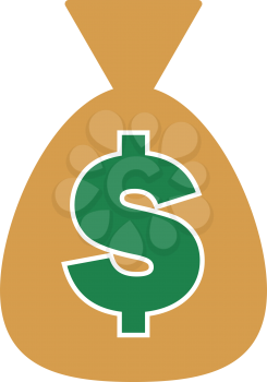 Money Bag Icon. Flat Color Design. Vector Illustration.