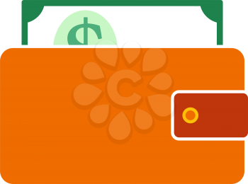 Wallet With Cash Icon. Flat Color Design. Vector Illustration.