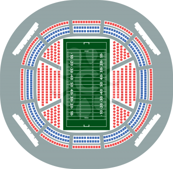 American Football Stadium Bird's-eye View Icon. Flat Color Design. Vector Illustration.