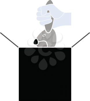 Rabbit In Magic Box Icon. Flat Color Design. Vector Illustration.