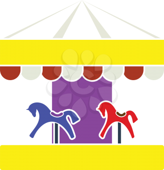 Children Horse Carousel Icon. Flat Color Design. Vector Illustration.
