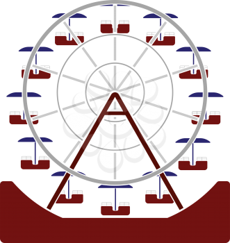 Ferris Wheel Icon. Flat Color Design. Vector Illustration.