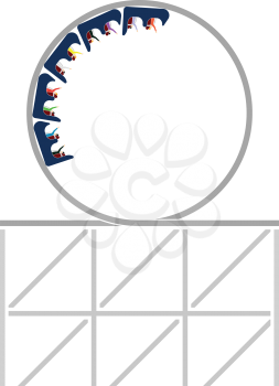 Roller Coaster Loop Icon. Flat Color Design. Vector Illustration.