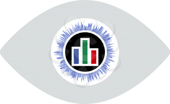 Eye With Market Chart Inside Pupil Icon. Flat Color Design. Vector Illustration.