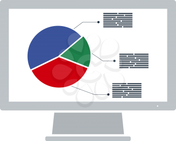 Monitor With Analytics Diagram Icon. Flat Color Design. Vector Illustration.