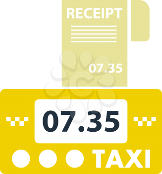 Taxi Meter With Receipt Icon. Flat Color Design. Vector Illustration.
