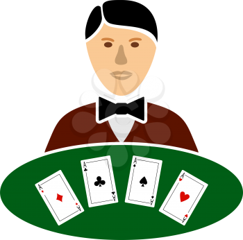 Casino Dealer Icon. Flat Color Design. Vector Illustration.