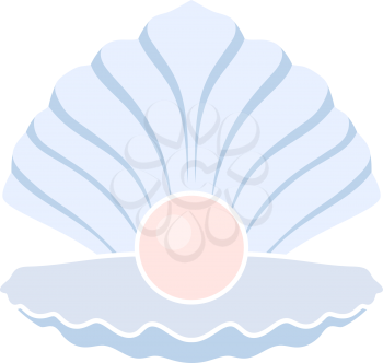 Open Seashell Icon. Flat Color Design. Vector Illustration.