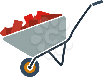 Icon Of Construction Cart. Flat Color Design. Vector Illustration.