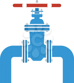 Icon Of Pipe With Valve. Flat Color Design. Vector Illustration.