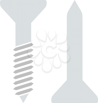 Icon Of Screw And Nail. Flat Color Design. Vector Illustration.