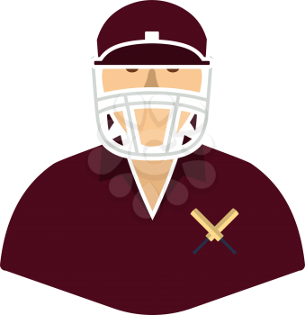 Cricket Player Icon. Flat Color Design. Vector Illustration.