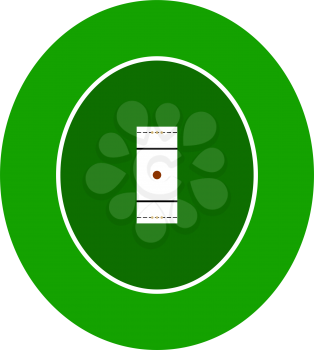 Cricket Field Icon. Flat Color Design. Vector Illustration.