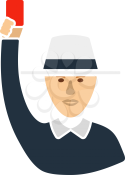 Cricket Umpire With Hand Holding Card Icon. Flat Color Design. Vector Illustration.