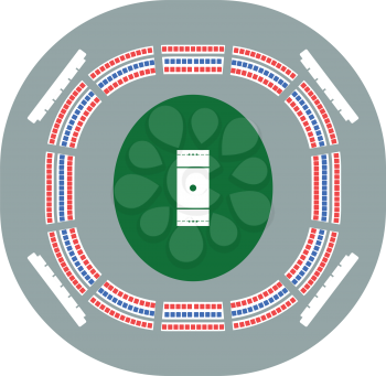 Cricket Stadium Icon. Flat Color Design. Vector Illustration.