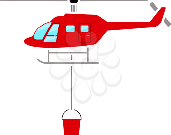 Fire Service Helicopter Icon. Flat Color Design. Vector Illustration.