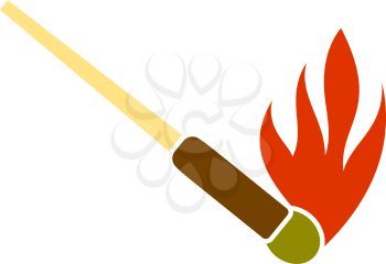 Burning Matchstik Icon. Flat Color Design. Vector Illustration.