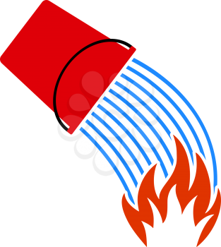 Fire Bucket Icon. Flat Color Design. Vector Illustration.