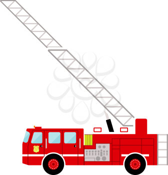 Fire Service Truck Icon. Flat Color Design. Vector Illustration.