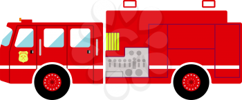 Fire Service Truck Icon. Flat Color Design. Vector Illustration.