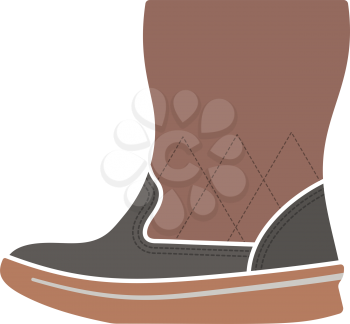 Woman Fluffy Boot Icon. Flat Color Design. Vector Illustration.