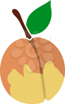Icon Of Peach In Ui Colors. Flat Color Design. Vector Illustration.