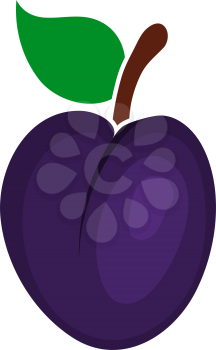 Icon Of Plum In Ui Colors. Flat Color Design. Vector Illustration.