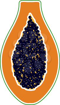 Icon Of Papaya In Ui Colors. Flat Color Design. Vector Illustration.