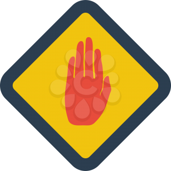 Icon Of Warning Hand. Outline With Color Fill Design. Vector Illustration.