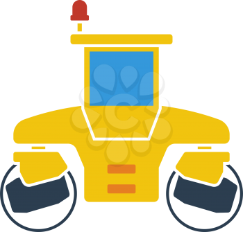 Icon Of Road Roller. Outline With Color Fill Design. Vector Illustration.