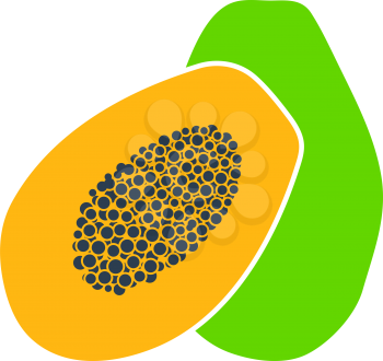 Papaya Icon. Flat Color Design. Vector Illustration.